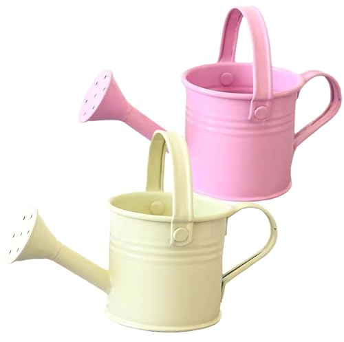 Simpatici 2 mini annaffiatoio in metallo color caramella, per interni dei più piccoli, beige e, ideale per i più piccoli, decorazione per la casa, oggetti di scena per foto