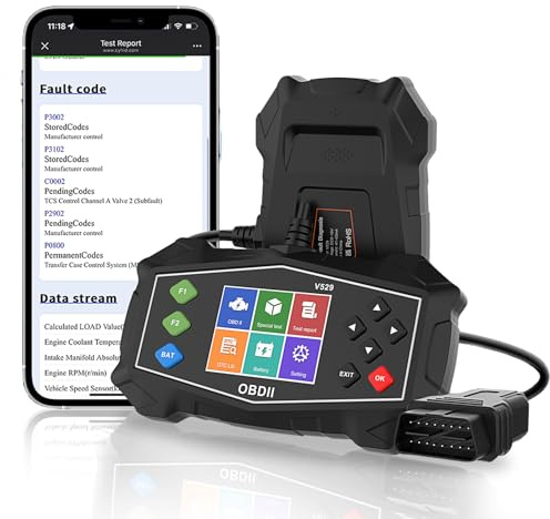 SinoTrack V529 OBD2 Scanner Car Code Reader, 2.8 Large Screen Diagnostic Tool with Battery Test, I/M Readiness, Live Data, Mode 6 & 8, Performance Test for Gasoline Vehicles, 9 OBDII Protocols