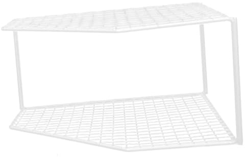 Mobestech Scaffale Angolare da Tavolo Multifunzione in Ferro a 2 Livelli, Organizzatore Compatto da Cucina e Bagno per Piccoli Spazi, Supporto per Pentole e Accessori Domestici