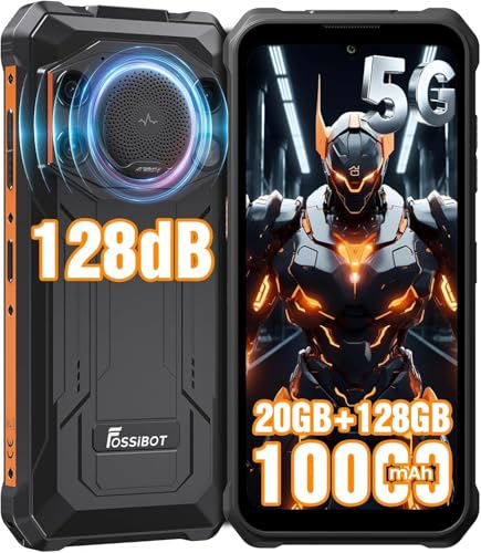 FOSSiBOT F110Pro 5G Telephone Incassable Android 15-11000mAh, MediaTek Dimensity 6300+ Téléphone Portable, 128dB Haut-Parleur Smartphone, 20 Go + 128 Go/2 to, 6,745 Écran, Caméra 50MP