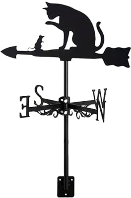 Ｚｉａｌｏｆｉ Katze Weathervane Weathercock Eisen Metallwetter Schaufel für Dachhalterung Yard