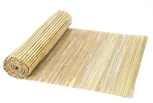 3' H x 19.6' L Bamboo Slat Screening Roll | Weather-Resistant Fence Cover | Balcony Deck Trellis | Natural Wooden Exterior