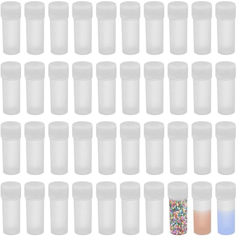 SYEYCW 40 Stück Probenröhrchen, Transparent Plastikröhrchen mit Deckel, 5ml Kunststoff Probenflaschen, Fläschchen Reagenzglas mit Deckel, Reagenzglasprobe Kryoröhrchen, für Labor, Hause