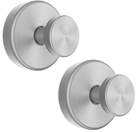 Hviiso Vacuum Suction Cup Hooks for Shower, Shower Hooks for Inside Shower Glass Window, Mirror, No Drill Towel Hooks for Bathrooms, Bath Robe Coat Looafh Wreath Hook for Hanging - 2 Pack, Silver