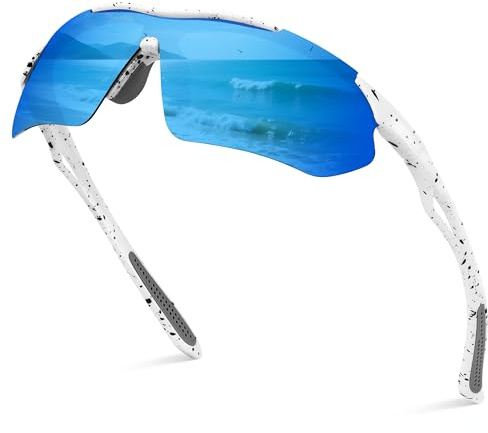 suoso Polarisierte Fahrradbrille für Herren und Damen, Halbrahmen, Sport-Sonnenbrille, MTB-Brille, für Outdoor, Laufen, Motorrad, Fahrrad, A02