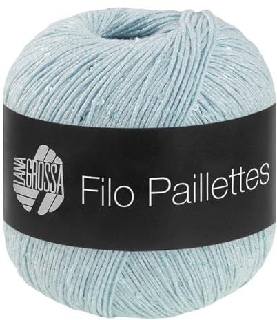 LANA GROSSA Filo Paillettes |Edles, fest verzwirntes Garn mit Pailletten & Matt-Glanz-Effekt | Handstrickgarn aus 55% Baumwolle, 39% Polyester, 6% Polyamid | 50g Wolle, Stricken & Häkeln | 155m FB 9