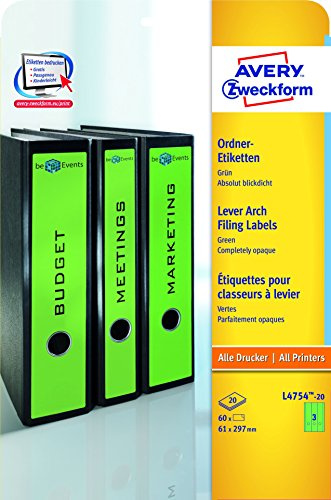 Ordneretikett 61x297mm grün ZWECKFORM L4754-20 60ST