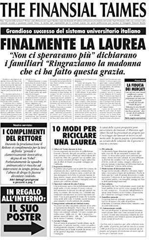 Bombo Biglietto Auguri Giornale Laurea | Dimensioni 32x49 cm, con carta specchio