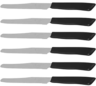 InoxBonomi 30006N Blister 6 Pezzi, Coltello Tavola 11 cm, Manico, Nero