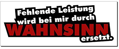 easydruck24de Aufkleber Fehlende Leistung Wahnsinn 16 cm - kfz119 | lustig Spruch schwarz, Auto Roller LKW, witterungsbeständig, vergilbungsfrei, UV-beständig