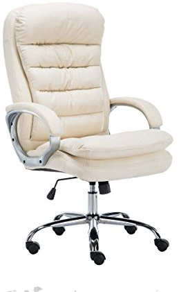 CLP Bürostuhl ergonomisch, XXL Vancouver, bis 150 kg belastbar, höhen-verstellbar, drehbar, kippbar fixierbar, Kunstleder | Farbe Creme