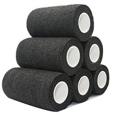 STpro Selbstklebender Verband Tape Fixierverband Selbsthaftende Bandage Tape Haftbandage 10cm x 6 Stück Schwarz Cohesive Bandagen Pferd Selbstklebende Binden Verband Elastischer Verbände Kohäsiv