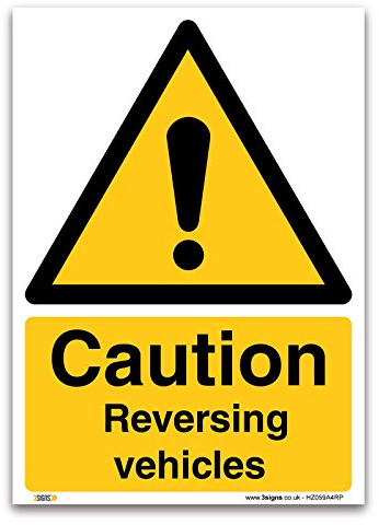 Caution Reversing Vehicles Sign - A4 1mm Rigid Plastic - Temperature Warning Safety