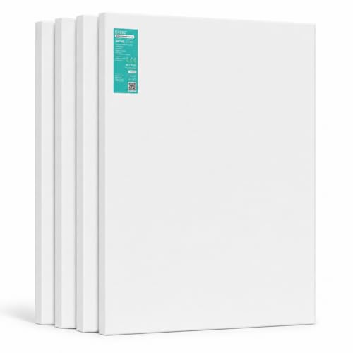 Exerz Sträckt Kanvas 40x50cm, 4-Pack – Inramad Konstnärsduk, 100% Bomull, 280 GSM, Syrafri, Trippelgrundad, Medelkornig, För Olja & Akryl