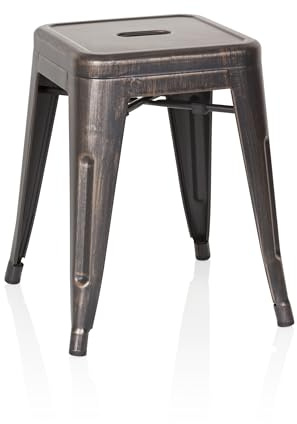 hjh OFFICE 645034 Arbetsstol arbetspall VANTAGGIO - Kafépall i robust stål, Kan staplas, Gummifötter gör att det står säkert, Kan användas i hemmet och på restauranger