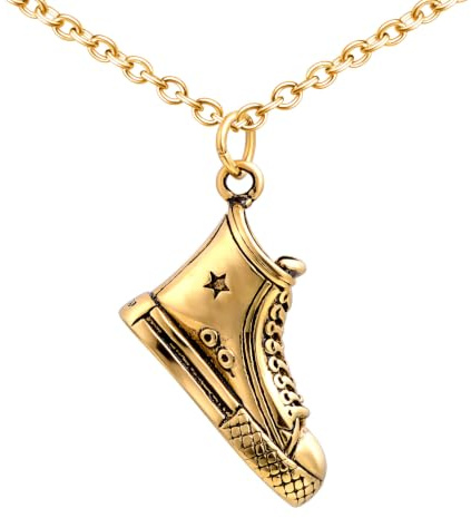 Feilok Retro Edelstahl Herren Halskette Kette Hip Hop Hiphop Biker Rocker Sport Schuh Sneaker Anhänger für Männer Herren Schmuck Zubehör Kettenlänge 55cm
