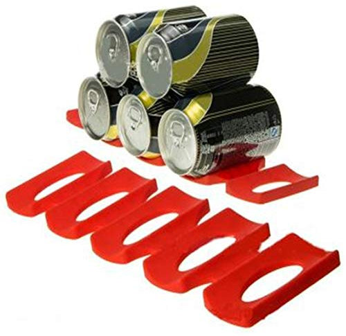 Fliyeong Refrigerator Bottle Storage Drink Bottles Beer Cans Overlap Holder Organizer Rack Silicone Mat Bar Tools Red Creative and Useful