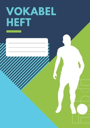 Vokabelheft: DIN A5, 100 Seiten, 2 Spalten, Motiv Fußball