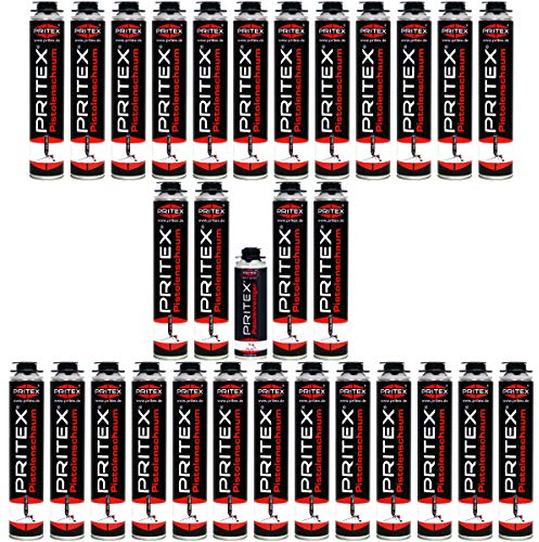 Bauschaum Set 29 x 750ml Pistolenschaum inkl. Pistolenreiniger 500ml PU Schaum Montageschaum Isolierschaum