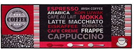 andiamo Küchenläufer Cafe Creme Läufer Kaffee Coffee, Farbe:Grau-Rot, Größe:50 x 150 cm