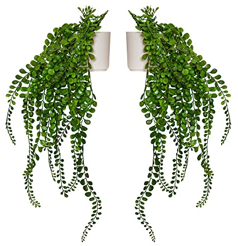 Eco Home Store x2 fake plants artificial plants indoor hanging plants in plastic plant pots faux plants for indoors decorative artificial flora artificial indoor hanging plants bedroom bathroom prime