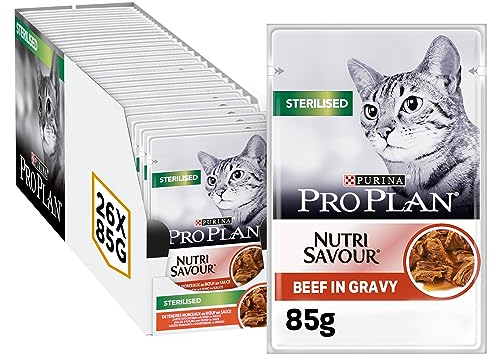 PRO PLAN Sterilised Nassfutter mit Rind 26er Pack (26x85 g) Beutel