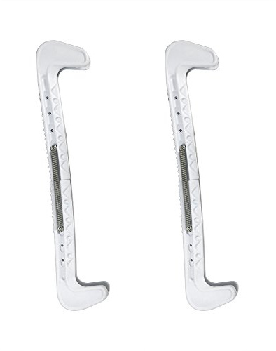 MOUMOUTEN Ice Skate Covers,1 Pair Plastic Ice Hockey Skate Blade Guards Covers with Adjustable Spring Skating Protective Gear and Soft Skate Blade Cover for Figure Skating or Hockey (White)