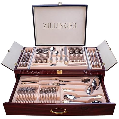 Cross ZILLINGER Heavy Quality 72 PIECE Gold Table Cutlery Set Stainless Steel Canteen Christmas Gift