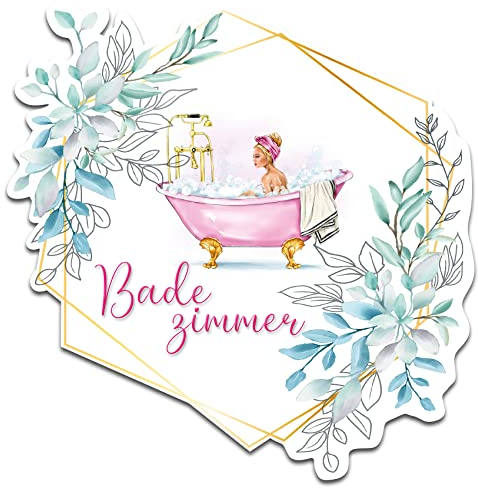 Dekoaufkleber Türaufkleber für WC Bad Badezimmer Tür Toilette Deko Sticker mit Blumen Motiv Wandtattoo Wand Aufkleber selbstklebend Y066 (02 Badezimmer)