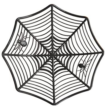 Bol en toile d'araignée pour Halloween, assiette à fruits, bonbons, biscuits, panier décoratif pour fournitures d'Halloween (noir)