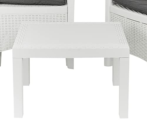 URBN GARDEN Rattan-Optik Kunststoff Garten Kaffee Beistelltisch Snack Tisch Outdoor Terrasse Deck Möbel (weiß), GT35433