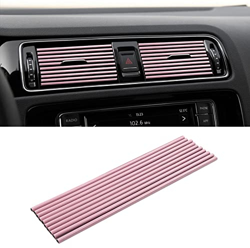 YUTOU 10 Stück Lüftungsschlitz Dekoration Streifen Auto Interior Decor Zubehör Luftauslass Styling Klimaanlage Lüftungsgitter Zierleiste (Rosa)