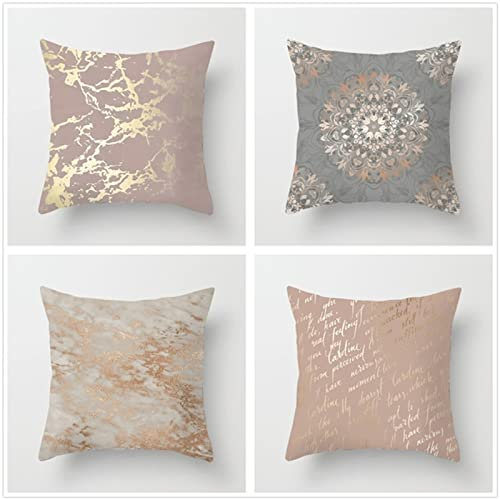 Kissenbezug 35x35cm 4er SetBoho Wohnzimmer Outdoor Deko, Schlafzimmer Zimmer Dekor Kissenhülle Kissenbezüge mit Verstecktem Reißverschluss, Couchkissen, Sofakissen Weinachten Geometrische Blume