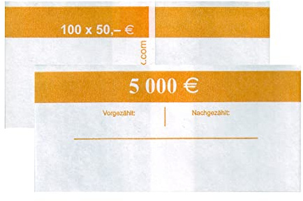 EURO Geldscheine SPARANGEBOT | 20 x Banderole 100 x 50 Euro (= 5000€) | Für neue und alte 50€ Scheine | Geld bündeln Sammeln Sortieren Aufbewahren VERSAND INNERHALB 24 STUNDEN