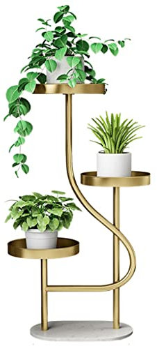 GIZNXBA 3-stöckiger Blumenständer Fensterbank Blumenregal Outdoor Pflanzenständer Metall for Mehrere Pflanzen Pflanzenregal for Patio Balkon Garten Wohnzimmer (Color : /Gold)