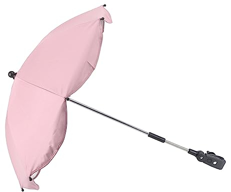 Kinderwagen-Sonnenschirm, Stark, Windbeständig, Universeller Kinderwagen-Regenschirm mit Kinderwagen-Clip (Rosa (Silberkleber))