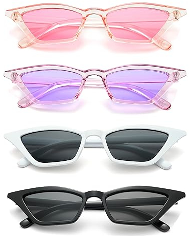 Unning 4 Stück Cateye Sonnenbrille Damen Vintage Retro Cat Eye Sonnenbrillen Set Lustig Katzenauge Brille
