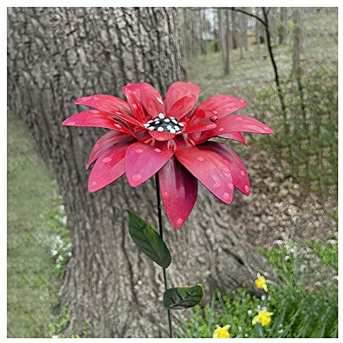 Piquet de jardin en métal pour fleurs d'hémérocalle - Décoration d'extérieur - Décoration de jardin - Décoration de jardin - Rouge