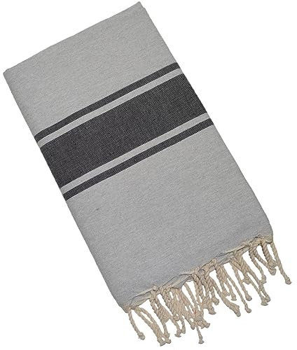 Pawakabano Fouta, asciugamano per hammam, asciugamano da sauna, telo in cotone, circa 200 x 100 cm (grigio chiaro)