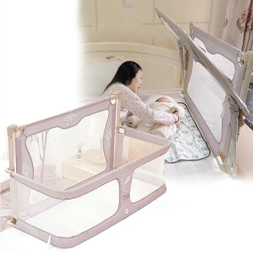 3in1 Babybett und Babywiege, Beistellbett Baby mit Moskitonetz, Reisebett Baby für Babys von 1 bis 36 Monaten, atmungsaktives und sichtbares Netzfenster, weicher, waschbarer Innenbezug ( Color : Cream