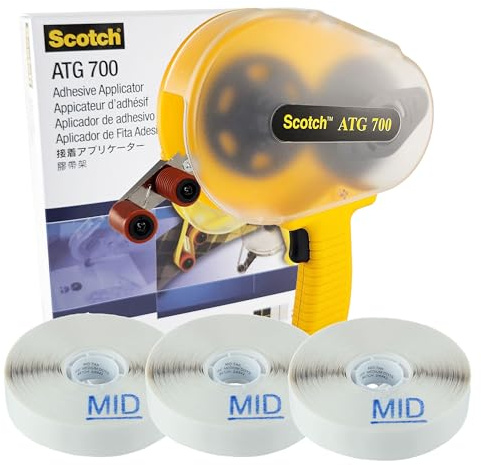 ATG 700 Handabroller Starterset 3 x Midtak, ablösbar | Inklusive 3 Rl. Superdots Klebepunkte in der angegebenen Klebestärke