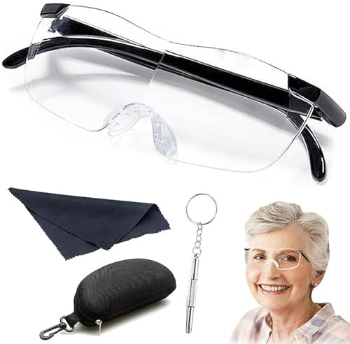 Lese Lupenbrille,300% Lupenbrille,Anti-Blaulicht Lupenbrille,Brillenlupe,Lupenbrille für Brillenträger,Tragbare Leselupen,Lupenbrille Set, für Naharbeit, Lesen, Nähen, Reparatur