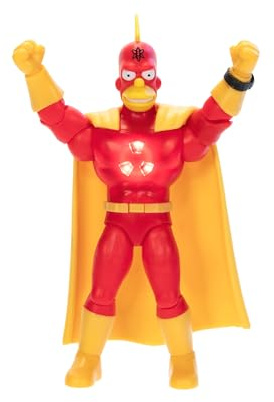 The Simpsons 12,7 cm Premium Radioactive Man samlarobjekt actionfigur av JAKKS Pacific, artikulerad actionfigur med upplyst bröst, samlarvisningsförpackning
