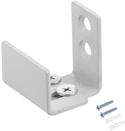 QUARKZMAN Guida Pavimento per Porte Scorrevoli a Battente 25mm-37mm Bianco | Design a U Bracket Flessibile e Regolabile, Montaggio a Parete