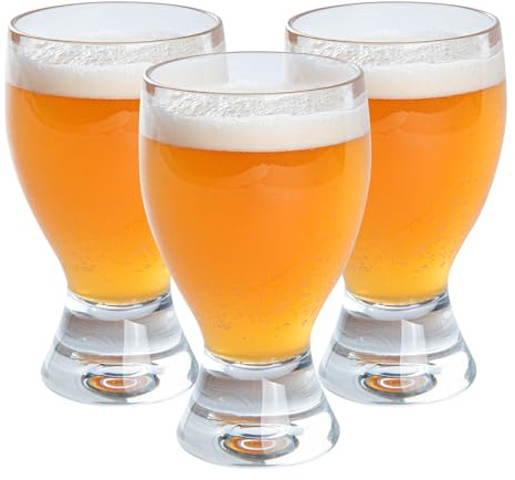 Restaurantware Bev Tek 14 Ounce Craft Beer Glasses, 6 Modern Beer Glasses - Dishwashable, Clear Polycarbonate Beer Glasses, Shatterproof, For All Kinds Of Beverages