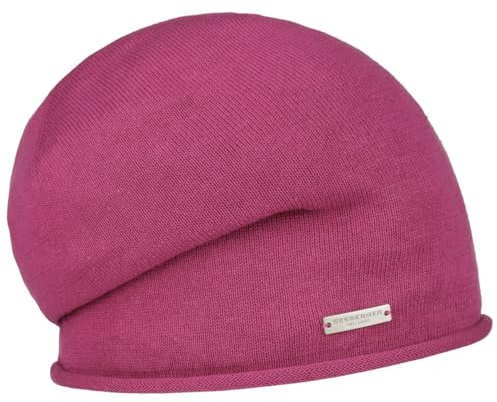 Seeberger Beanie med Rullad Kant Damer/Barn - lång mössa dam sommarmössa Sommar Sommar-Vinter - One Size violett