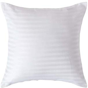 HOMESCAPES 2er-Set Damast Kissenbezug 40x40 cm weiß mit Satin-Streifen & Reißverschluss, 100% ägyptische Baumwolle, Fadendichte 330