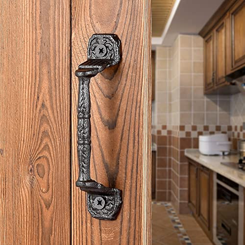 INIRET Schiebetürgriffe, 14 cm, Gusseisen-Griffe, dunkelbraun, Vintage, Metall, Tor, Ziehgriff, Zaungriff, antiker langer Schrankgriff für Outdoor, Garage, Schrank, Innenbereich, Schublade, 10 Stück