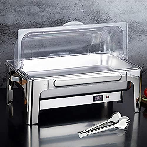 Chafer Chafing Dish, Buffet Server Warmers With Transparent Visible Cover, Commercial Food Warmers For Parties, Integral/Stent Shi, 9L,B-9l,Full size
