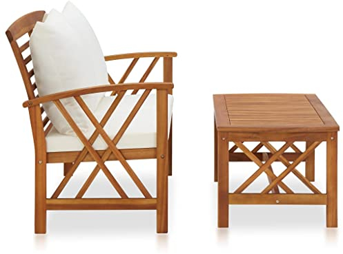 KTHLBRH 2-TLG. Garten-Lounge-Set mit Auflagen Massivholz Akazie Terrassenmöbel-Sets Outdoor-Möbel-Sets Gartenmöbel-Sets für Gärten, Terrassen und Balkone